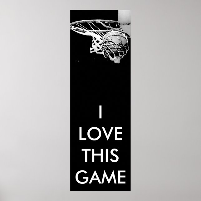 Schwarz-Weiß-Panorama-Basketball-Poster Poster (Vorne)