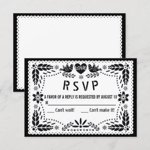 Schwarz-Weiß Papel Picado Liebhaber von Vögeln Hoc RSVP Karte