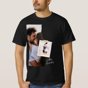 Schwarz-Weiß-Papier-Hochzeit-Jubiläums-T-Shirt T-Shirt