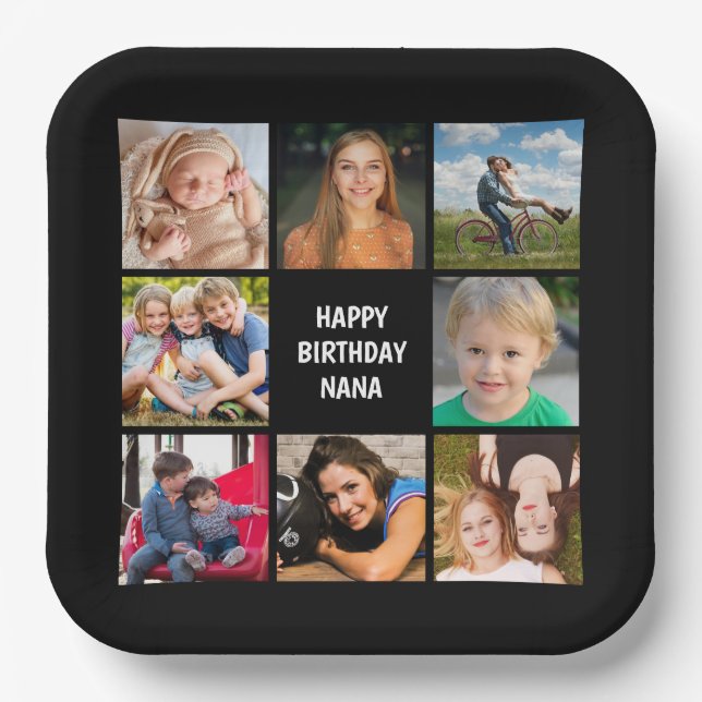 Schwarz-Weiß-Papiertafel für Fotocollage Pappteller (Vorderseite)