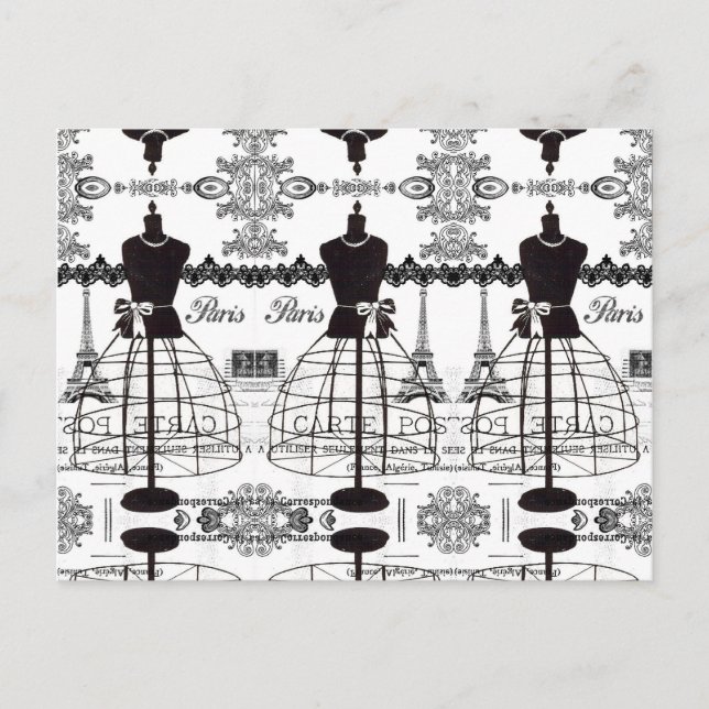 Schwarz-weiß Paris Fashion Mannequin Postkarte (Vorderseite)