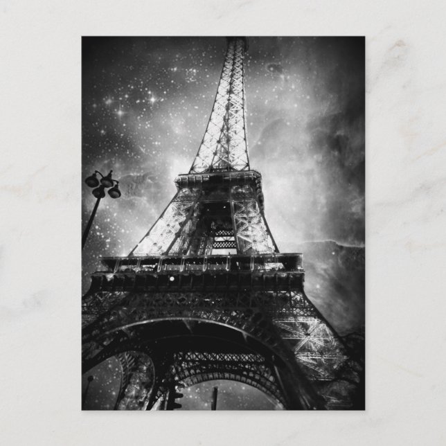Schwarz-Weiß-Paris-Postkarte, der Eiffelturm Postkarte (Vorderseite)