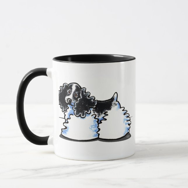 Schwarz-weiß Parti Cocker Spaniel Tasse (Links)