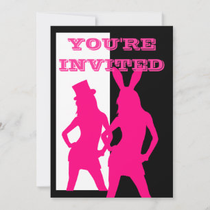 Schwarz-Weiß-Party-Mädchen Einladung