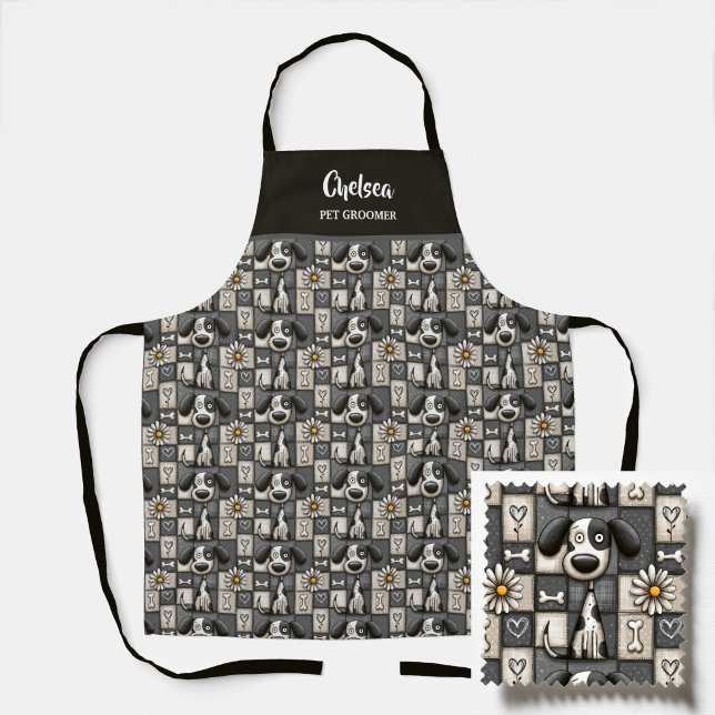 Schwarz-Weiß-Patchwork-Hund-Muster Tierpfleger Schürze (Von Creator hochgeladen)