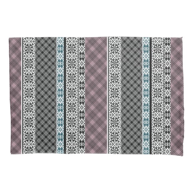 Schwarz-Weiß-Patchwork-Spitze Kissenbezug (Vorderseite)