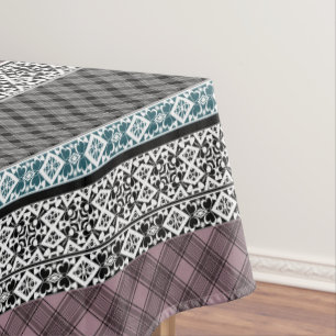 Schwarz-Weiß-Patchwork-Spitze Tischdecke