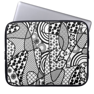 Schwarz-Weiß-Patchworkmuster 02 Laptopschutzhülle