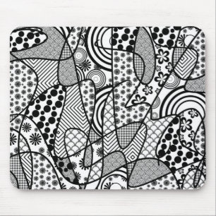Schwarz-Weiß-Patchworkmuster 02 Mousepad
