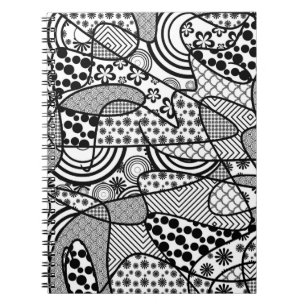 Schwarz-Weiß-Patchworkmuster 02 Notizblock
