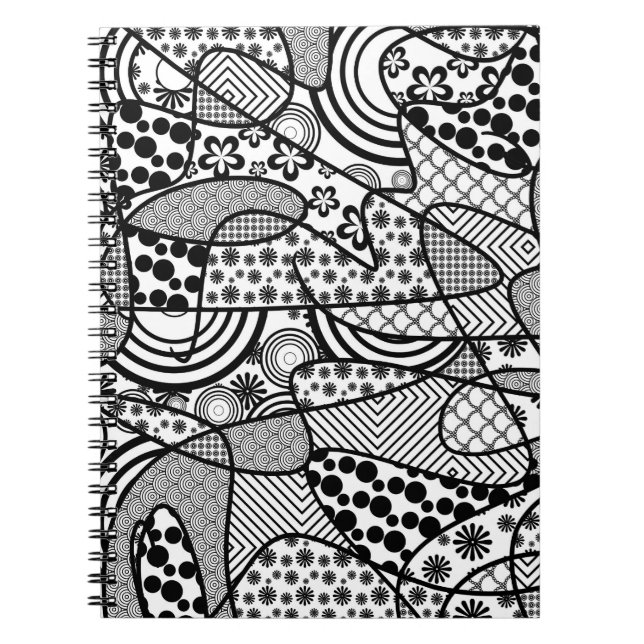 Schwarz-Weiß-Patchworkmuster 02 Notizblock (Vorderseite)