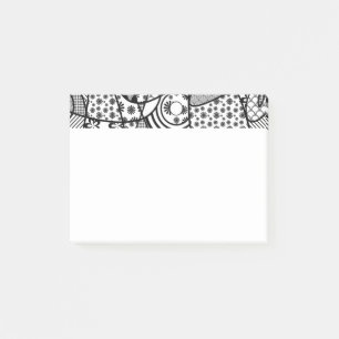 Schwarz-Weiß-Patchworkmuster 02 Post-it Klebezettel
