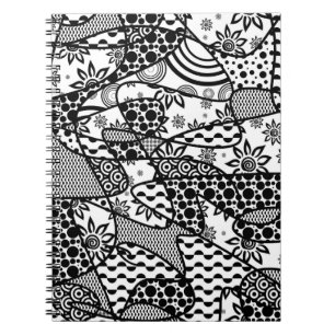Schwarz-Weiß-Patchworkmuster 03 Notizblock