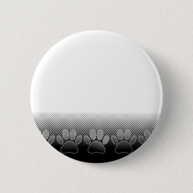 Schwarz-Weiß-Paws-Hintergrund Button (Vorderseite)
