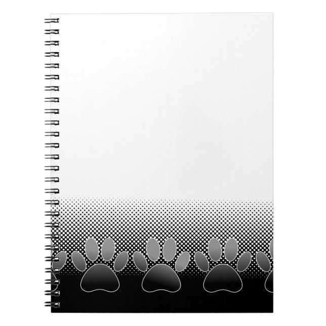 Schwarz-Weiß-Paws-Hintergrund Notizblock (Vorderseite)