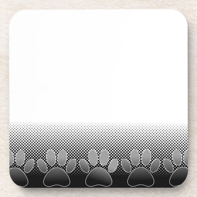 Schwarz-Weiß-Paws-Hintergrund Untersetzer (Vorderseite)