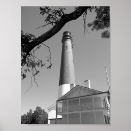 Schwarz-Weiß-Pensacola-Leuchtturm Poster