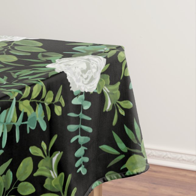 Schwarz-Weiß-Peony-Rose Tischdecke (Beispiel)