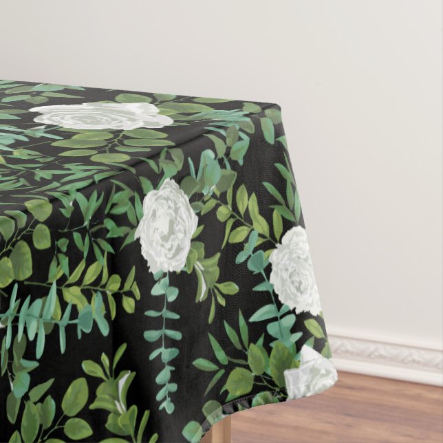 Schwarz-Weiß-Peony-Rose Tischdecke (Beispiel)