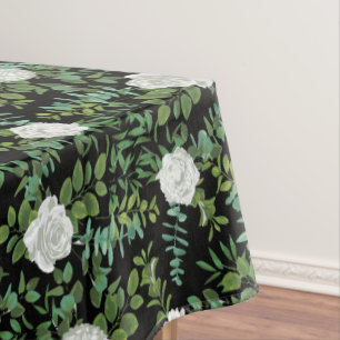 Schwarz-Weiß-Peony-Rose Tischdecke