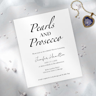 Schwarz-Weiß-Perlen und Prosecco-Brautparty