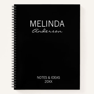 Schwarz-weiß Personalisieren Elegantes Geschenk Notizbuch