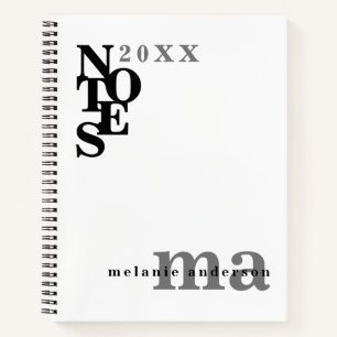 Schwarz-Weiß-Personalisiert Moderne Minimalistisch Notizbuch