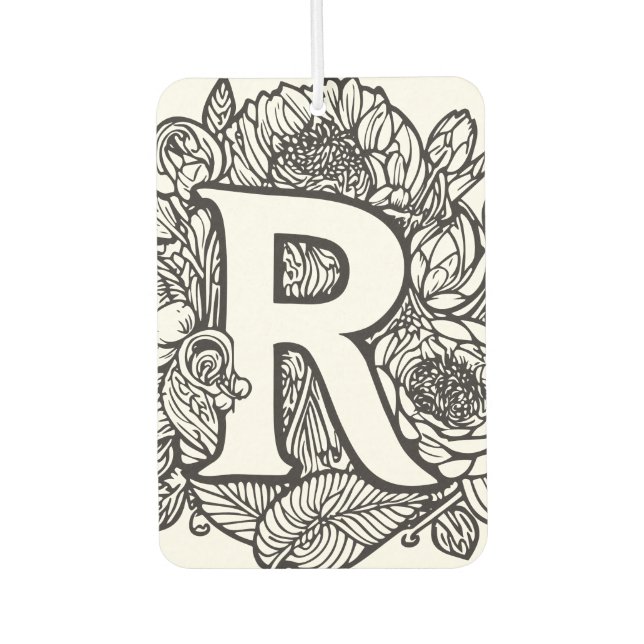 Schwarz-Weiß-Personalisierte Tinte Tattoo-Blume Autolufterfrischer (Vorderseite)