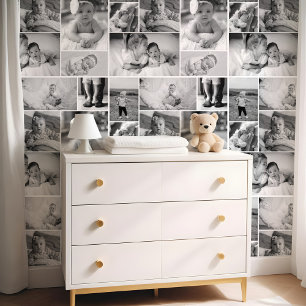 Schwarz-Weiß-Personalisierte Wall-Babyfotografie Tapete