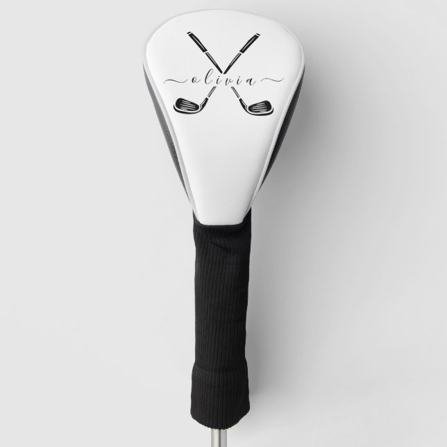 Schwarz-Weiß-Personalisierter Name Golf Headcover (Vorderseite)