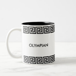 Schwarz-weiß personalisiertes griechisches Muster Zweifarbige Tasse