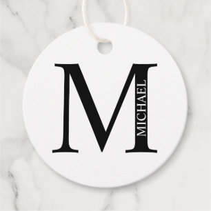 Schwarz-Weiß personalisiertes Monogramm und Namens Geschenkanhänger