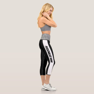 Schwarz-Weiß-PERSONALISIERUNG Capri Leggings