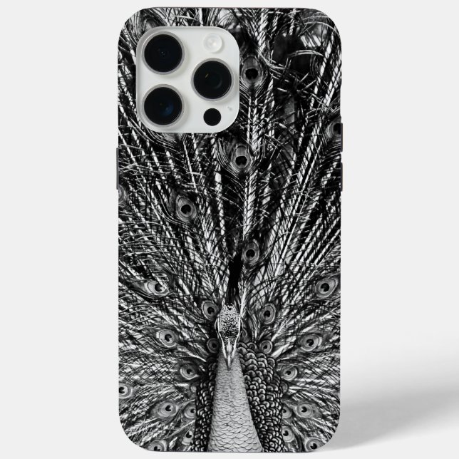 Schwarz-Weiß-Pfau Case-Mate iPhone Hülle (Rückseite)