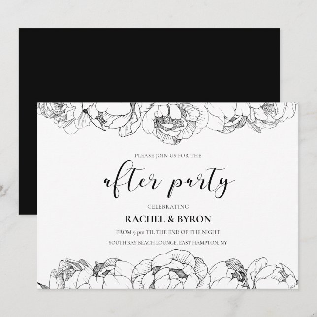 Schwarz-Weiß-Pfennig Hochzeit nach dem Party Einladung (Vorne/Hinten)