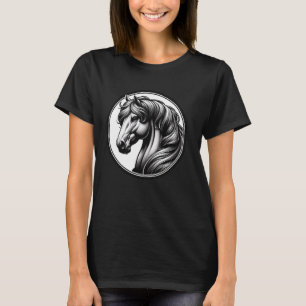 Schwarz-Weiß-Pferd-Illustration für Pferdefreunde T-Shirt