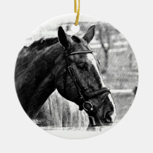 Schwarz-Weiß-Pferd-Skizze Keramik Ornament