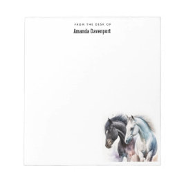 Schwarz-Weiß-Pferde in Wasserfarbe Notizblock