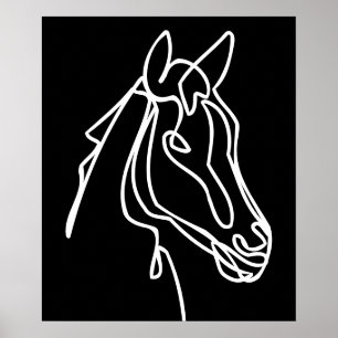 Schwarz-weiß-Pferdekopf-Zeichnung Wandposter Poster