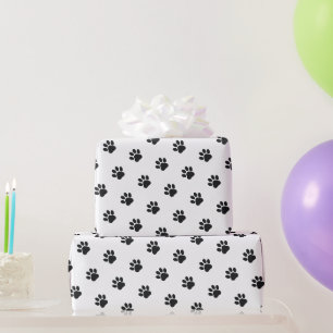 Schwarz-Weiß-Pfotenabdruck-Muster Geschenkpapier