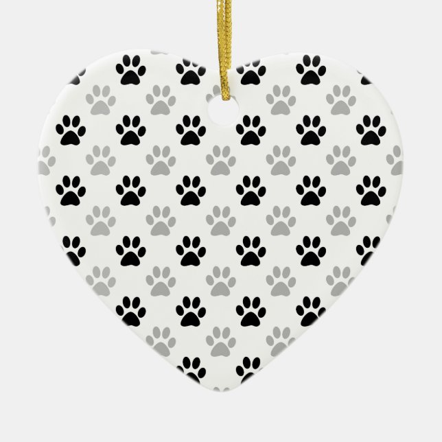 Schwarz-Weiß-Pfotendruck Keramikornament (Vorne)