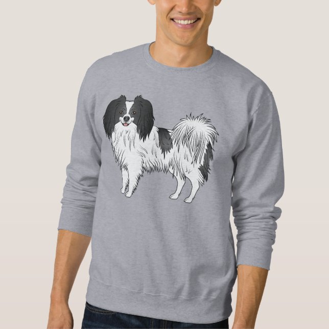Schwarz-Weiß-Phalène-Kunst für Hunde aus Phalène Sweatshirt (Vorderseite)