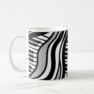 Schwarz-weiß Piano Polka Waves Musical Kaffeetasse