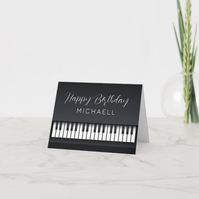 Schwarz-Weiß-Piano zum Geburtstag Karte (Vorderseite)