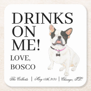 Schwarz-weiß Pied Frenchie French Bulldog Wedding Rechteckiger Pappuntersetzer