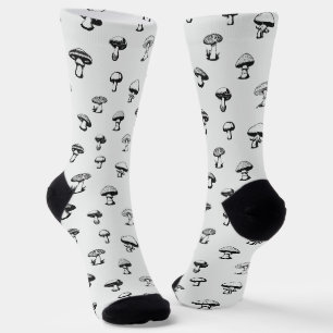 Schwarz-Weiß-Pilze Socken