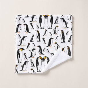 Schwarz-Weiß-Pinguin-Muster Waschlappen