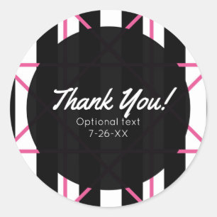 Schwarz Weiß & Pink Chic Cute Moderne Geometrie Runder Aufkleber