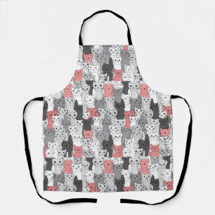 Schwarz-weiß Pink Katzen Katzen Design Schürze