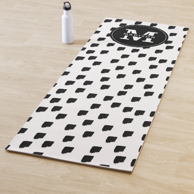 Schwarz-Weiß-Pinselstrich Yogamatte (Beispiel)